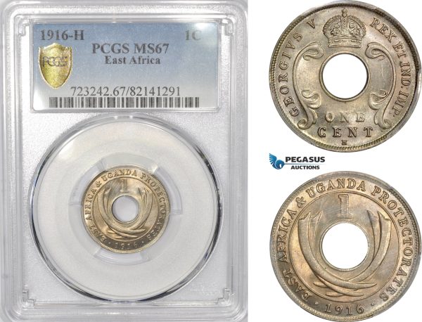 AD005, British East Africa, George V, 1 Cent 1916-H, Heaton, PCGS MS67