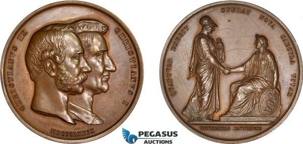 AD086, Denmark, Christian IX, Bronze Medal 1879 (Ø47mm, 68.1g) by Conradsen, Copenhagen University, Owl, Minerva
