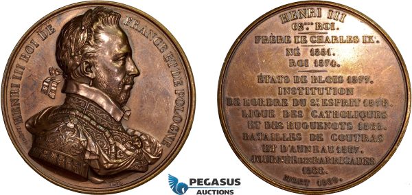 AD089, France & Poland, Henry III, Bronze Medal 1835 (Ø52mm, 72.2g) by Caque