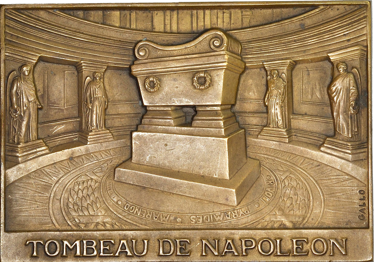 AD096, France, Bronze Plaque Medal ND (86x61mm, 179g) by Galle, Tomb of Napoleon Bonaparte