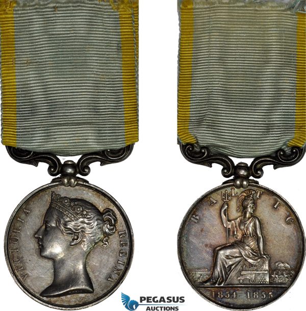 AD098, Great Britain, Victoria, Silver Medal 1854 – 1855 (36mm, 36.8g) by Wyon, Baltic Campaign