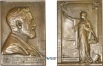 AD110, Sweden, Art Nouveau Bronze Plaque Medal 1908 (52x76mm, 133g) by Lindberg, Electricity, Cedergren