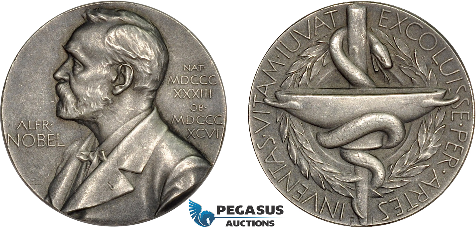 AD119, Sweden, Silver Committee Medal D10=1978 (Ø26.6mm, 13g) Alfred Nobel, Swedish Medical Society