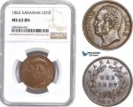 AD167-R, Sarawak, J. Brooke Rajah, 1 Cent 1863, NGC MS63BN