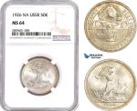 AD232, Russia (USSR) 50 Kopeks 1926 NA, Leningrad, Silver, NGC MS64