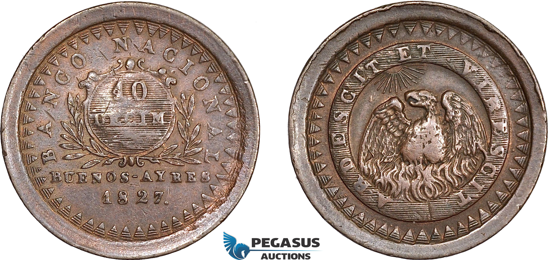 AD242, Argentina, Buenos Aires, 10 Decimo 1827, VF-XF