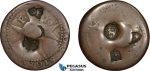 AD282, Malta, Emmanuel de Rohan, Æ 4 Tari ND, 6 countermarks on worn Maltese host coin