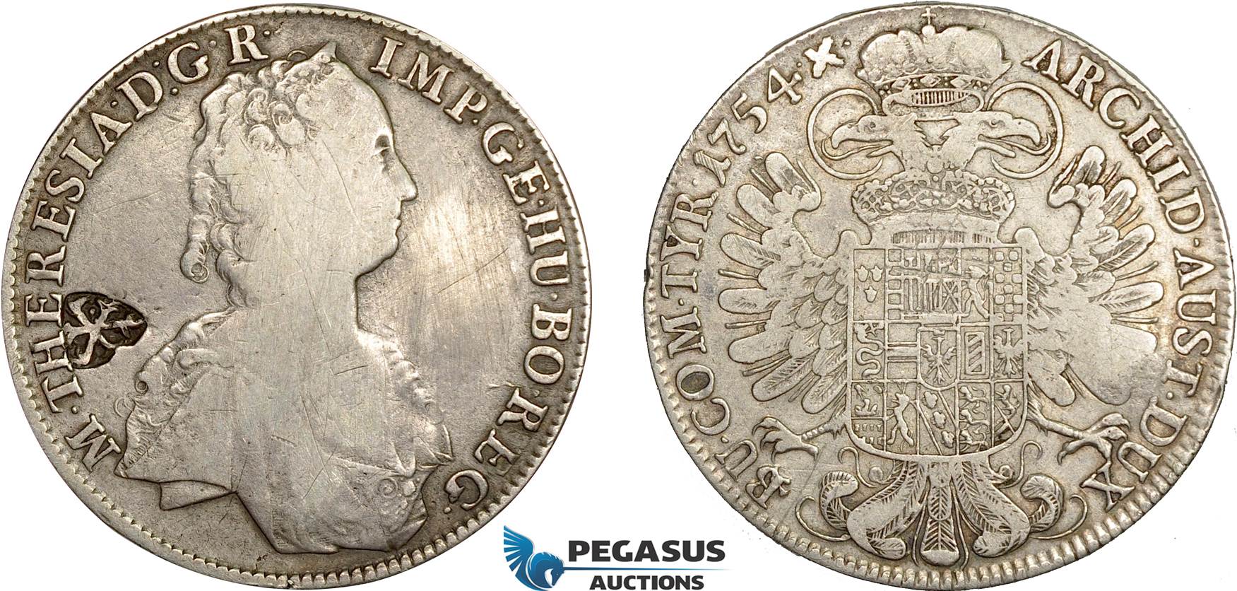 AD287, Netherlands East Indies, Madura Island, Sultan Paku Nata Ningrat, Ducaton ND (1811-54) countermarked Madura Star on Maria Theresia Taler 1754, Hall, Silver, Cleaned F-VF, c/s Strong