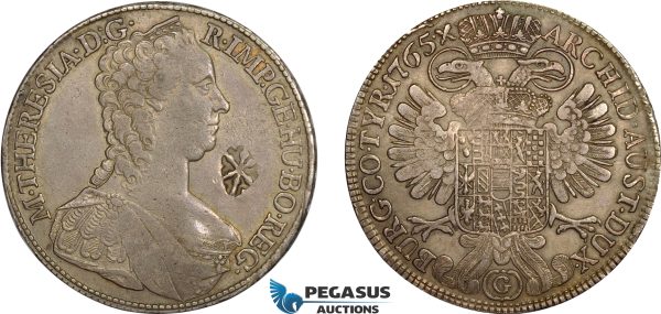 AD288, Netherlands East Indies, Madura Island, Sultan Paku Nata Ningrat, Ducaton ND (1811-54) countermarked Madura Star on Maria Theresia Taler 1765, Günzburg, Silver, Toned XF, c/s Normal