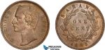 AD301, Sarawak, C. Brooke Rajah, 1 Cent 1885, Verdegris spots, AU