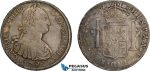 AD311, Peru, Charles IV, 8 Reales 1792 LIMA IJ, Silver, Toned XF-AU (Few scratches)