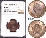 AD413, Argentina, 1 Centavo 1884, NGC MS66RB, Pop 1/0