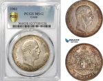AD433, Crete, George I. of Greece, 5 Drachmai 1901, Paris, Silver, PCGS MS62, Pop 1/1, Very Rare!
