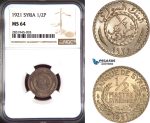 AD497, Syria, 1/2 Piastre 1921, Paris, NGC MS64