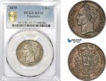 AD562-R, Venezuela, 2 Bolivares 1879, Caracas, Silver, PCGS XF45, Rare!