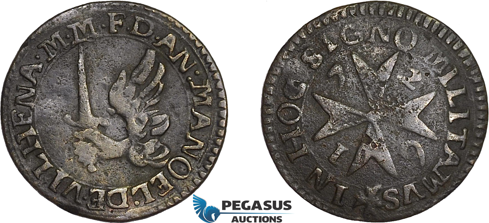 AD624, Malta, Manoel de Vilhena, Grano 1726 (2.87g) Light corrosion, VF