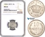 AD660, Crete, George I. of Greece, 10 Lepta 1900-A, Paris, NGC MS64
