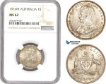 AD707, Australia, George V, 1 Shilling 1916-M, Melbourne, Silver, NGC MS62