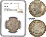 AD710, Bolivia, 4 Soles 1858 PTS/FJ, Potosi, Silver, NGC AU50
