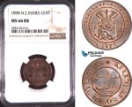 AD751, Netherlands East Indies, 1 Cent 1898, NGC MS66RB, Pop 1/0