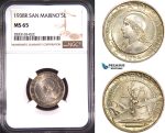 AD763, San Marino, 5 Lire 1938-R, Rome, Silver, NGC MS65