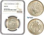 AD767, Southern Rhodesia, George VI, Half Crown 1942, Silver, NGC AU55
