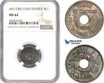 AD784, Tunisia, Muhammad al-Nasir, 5 Centimes AH1338 / 1920, NGC MS64, Pop 1/0