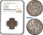 AD922, Venezuela, Caracas, 1/4 Real 1821, NGC AU58BN