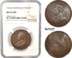 AD942, Australia, George V, 1 Penny 1918-I, NGC MS62BN