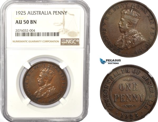 AD943, Australia, George V, 1 Penny 1925, NGC AU50BN