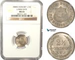 AD948, Dominican Republic, 2 1/2 Centavos 1888-A, Paris, Large Date, NGC MS65