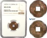 AD953, French Cochin-China, 2 Sapeque 1879-A, Paris, NGC MS65BN