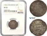 AD968, Mauritius, 50 Sous ND (1822) Silver, NGC XF45