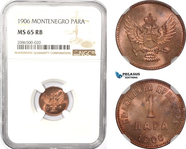 AD970, Montenegro, Nicholas I, 1 Para 1906, NGC MS65RB