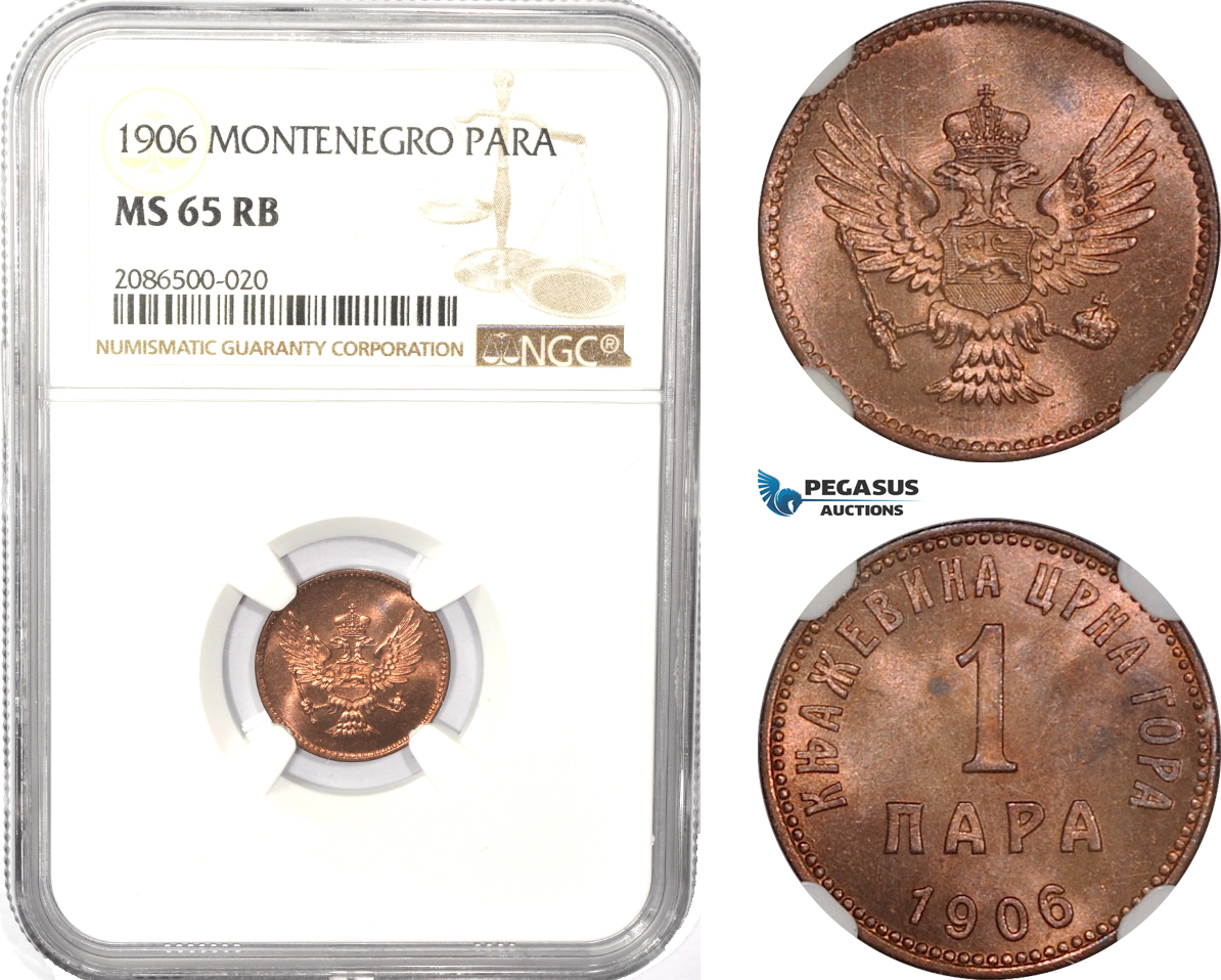 AD970, Montenegro, Nicholas I, 1 Para 1906, NGC MS65RB