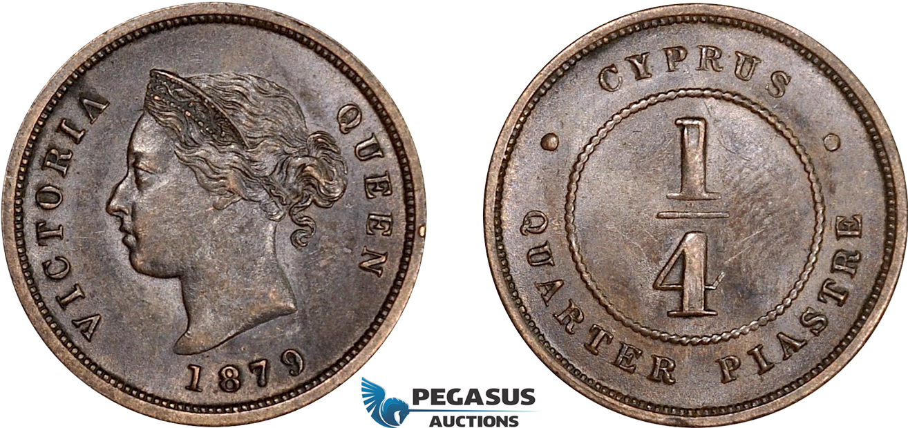 AE015, Cyprus, Victoria, 1/4 Piastre 1879, London, Brown AU