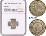 AE071, Canada, Newfoundland, Victoria, 10 Cents 1872-H, Heaton, Silver, NGC AU53