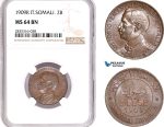 AE125, Italian Somaliland, Vitt. Emanuele III, 2 Bese 1909-R, Rome, NGC MS64BN