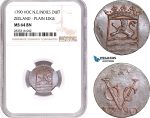 AE135, Netherlands East Indies (VOC) Duit 1790, Zeeland, Plain edge, NGC MS64BN