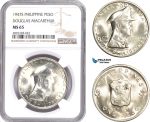 AE146, Philippines, Peso 1947-S, San Francisco, Silver, "Douglas Macarthur" NGC MS65