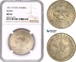 AE163, Russia (RSFSR) Rouble 1921, Leningrad, Silver, NGC MS63