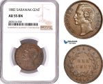 AE164, Sarawak, C. Brooke Rajah, 1 Cent 1882, NGC AU55BN
