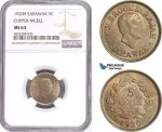 AE168, Sarawak, C.V. Brooke Rajah, 1 Cent 1920-H, Heaton, Copper-Nickel, NGC MS63, Rare!