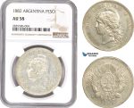 AE203, Argentina, Peso 1882, Silver, NGC AU58