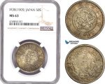 AE328, Japan, Meiji, 50 Sen Yr. 38 (1905) Silver, NGC MS63