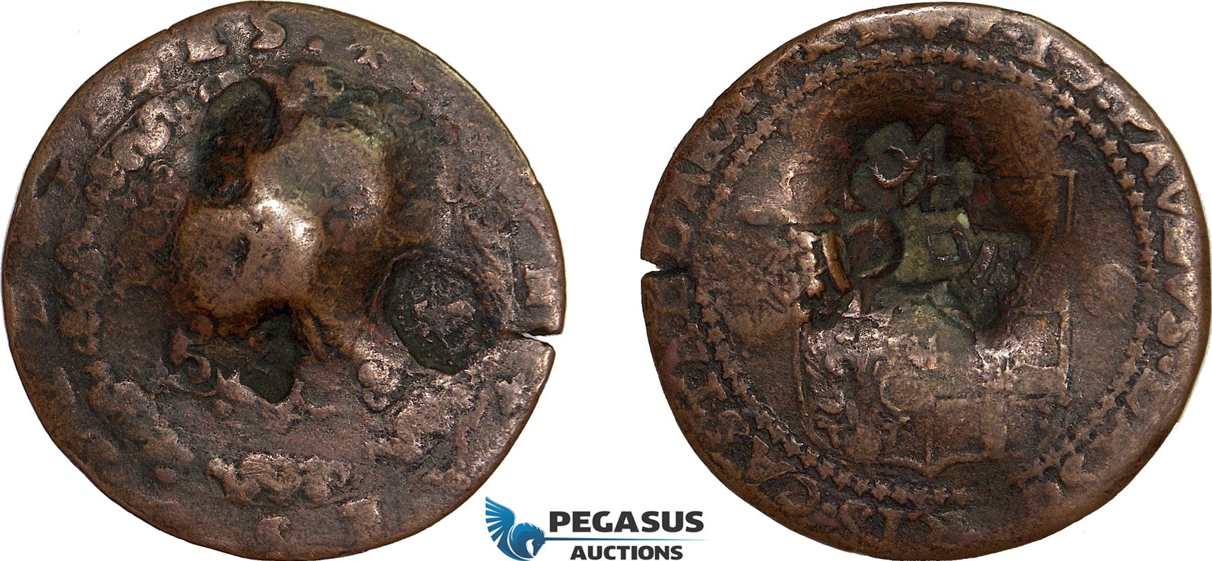 AE369, Malta, Emmanuel de Rohan, 4 Tari ND, Countermarked