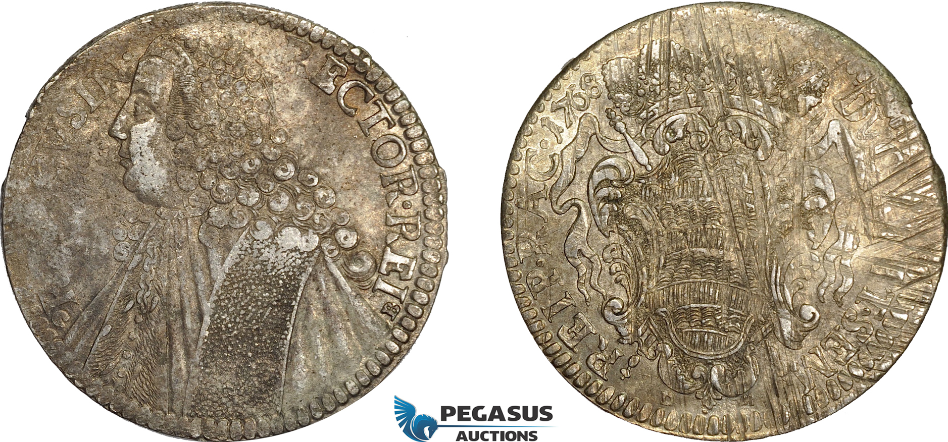 AE380, Ragusa, Tallero Rettorale 1768 GB, Silver (28.61g) Toned VF-XF, Adjustments