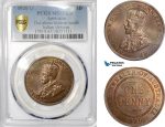 AE402, Australia, George V, Penny 1920, Dot above bottom scroll, Indian Obv., PCGS MS65BN