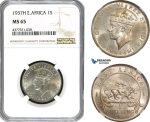 AE403, British East Africa, George VI, 1 Shilling 1937-H, Heaton, Silver, NGC MS65