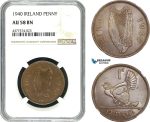 AE418, Ireland, Penny 1940, NGC AU58BN